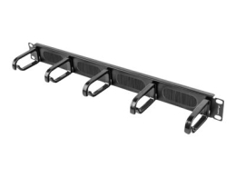 Lanberg 19" cable management brush panel 5 rings type B 1U AK-1203-B Black