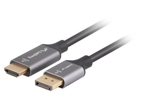 Lanberg Displayport(M)-HDMI(M)1.8M 4K cable, black and silver