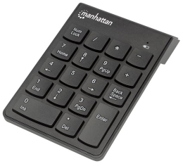 Manhattan Numeric Keypad, Wireless (2.4GHz), USB-A Micro Receiver, 18 Full Size Keys, Black, Membrane Key Switches, Auto Power Management, Range 10...