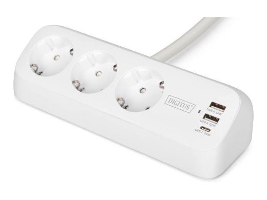 Digitus 3-way office socket strip with 2x USB-A and 1x USB-C connections DA-70626