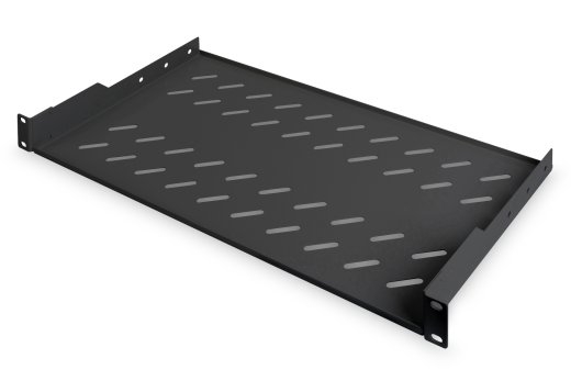Digitus Fixed Shelf for Racks DN-19 TRAY-1-SW The shelves for fixed mounting can be installed easy on the two front 483 mm (19“) profile rails of y...