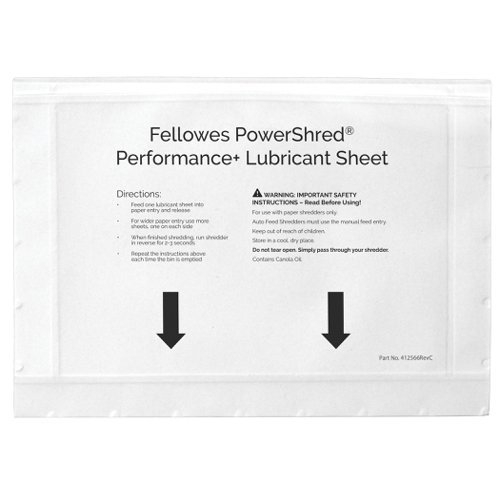 Fellowes Shredder oil sheets 10 pcs 4025601 Easy to use no spills and no mess; Improves your shredders performance by keeping the cutters lubricated