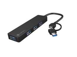 USB-C 3.0 Hub 4-Port Mayfly black + adapter