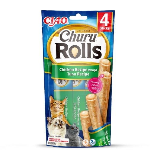 INABA Churu Rolls Chicken recipe wraps Tuna recipe - cat treats - 4x10 g
