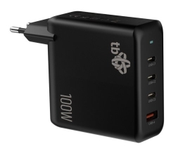Tb 3x USB C + USB A Power Delivery Wall Charger Black, GaN 100W