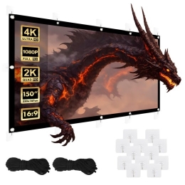 Maclean projection screen, 150", 330x187cm, 25mm 16:9 border, tension hooks, MC-167