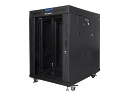 Lanberg Rack cabinet 19" free-standing 15U/800x1000 (flat pack) with glass door, LCD FF01-8015-12BL Black