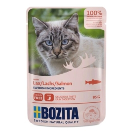 BOZITA Meat chunks in sauce with salmon – wet cat food – 85g