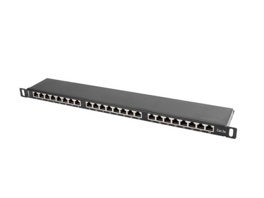 Patch Panel 24 Port 0.5U Kat.5E black shielded