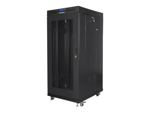 Lanberg Rack cabinet 19" free-standing 27U/600x600 (flat pack) with mesh door, LCD FF01-6627-23BL Black