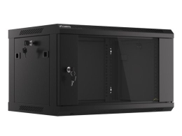 Lanberg Rack cabinet 19" wall-mount 6U/600x450 (flat pack) with glass door V2 WF01-6406-10B Black