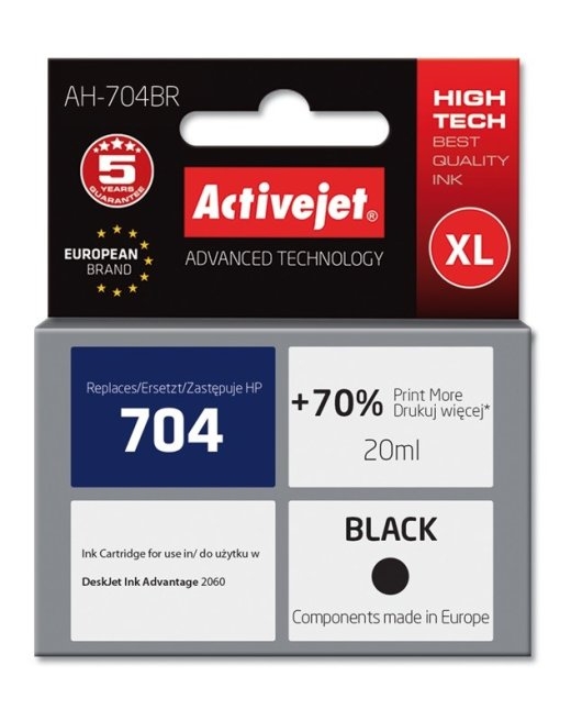 Activejet AH-704BR Ink Cartridge (replacement for HP 704 CN692AE; Premium; 20 ml; black)