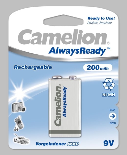 Camelion 9V/6HR61 200 mAh AlwaysReady Rechargeable Batteries Ni-MH 1 pc(s)