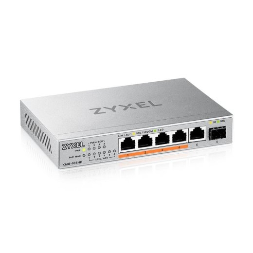 Zyxel XMG-105HP Unmanaged 2. Ethernet (100/1000/2500) Power over Ethernet (PoE) Silver
