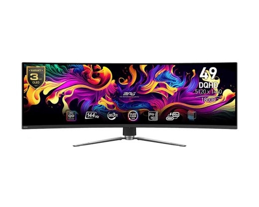 Msi Monitor MPG 491CQP QD-OLED 49 inches/LED/QD-OLED/Curved/144Hz/Black