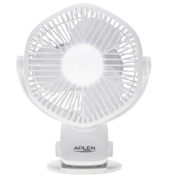 Adler Rechargeable fan with clip AD 7335 Table Fan 6 W Diameter 12.7 cm Number of speeds 3 Oscillation White