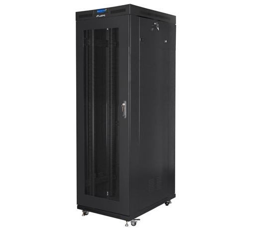 Standing rack cabinet 19 inches 27U 800x1200 black perforated door LCD FLAT PACK