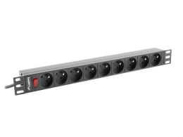 Rack power strip PDU 19 inch 1U 16A 9X 230V PL 3m black