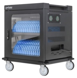 Manhattan Laptop Charging Cart/Trolley via AC Adapter () 32-bay, Install device's AC Adapter (power cables) into unit, Suitable for ALL laptops (to...