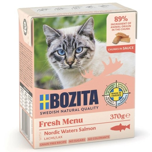 BOZITA Meat chunks with salmon in sauce – wet cat food – 370g