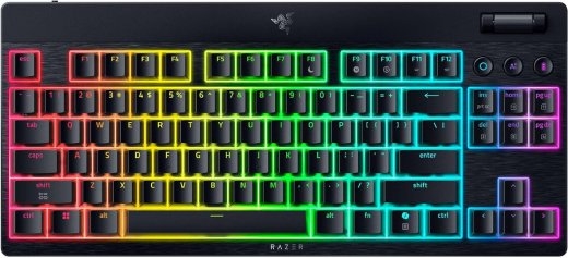 Razer BlackWidow V4 Low-Profile Tenkeyless HyperSpeed Keyboard Wireless US Bluetooth Green Switches Black