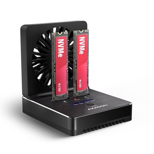 Axagon ADSA-M2C22 USB-C 2xNVMe /SATA M.2 20Gbps cooler