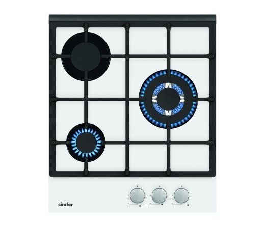 Simfer Hob H4.305.HGSBB Gas on glass Number of burners/cooking zones 3 Rotary knobs White