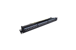 Patch panel 19 "24 ports, CAT6, S / FTP, 1U, cable support, black (complete)