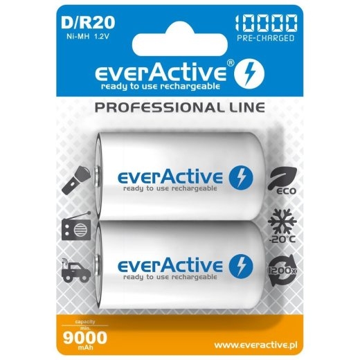 BATTERIES R20/D NI-MH 1 0000 mAh 2 PCS.