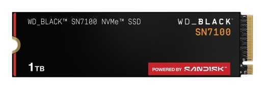 SSD SANDISK Read speed 7250 MB/s Write speed 6900 MB/s NVMe Yes PCI Express 4.0 M.2 1000 Black SN7100 WDS100T4X0E