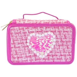 Nice Tweed pencil case 3 levels dark pink