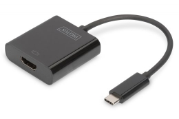 Graphic adapter, HDMI 4K 30Hz UHD to USB 3.1 Type C, with audio, black, length 15cm