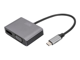 DIGITUS Graphics adapter DA-70827 - USB-C to VGA / DisplayPort - 20 cm
