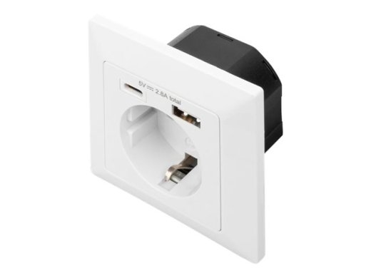 Digitus Safety Plug for Flush Mounting with 1 x USB Type-C, 1 x USB A