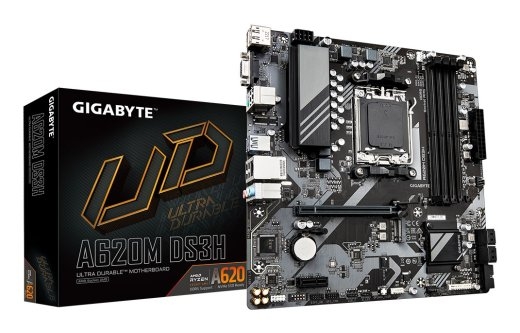 GIGABYTE A620M DS3H Motherboard - Supports AMD Ryzen 8000 CPUs, 5+2+2 Phases Digital VRM, up to 7600MHz DDR5 (OC), 1xPCIe 4.0 M.2, GbE LAN, USB 3.2...