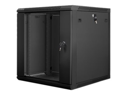 Lanberg Rack cabinet 19" wall-mount 12U/600x600 (flat pack) with glass door WF01-6612-10B Black