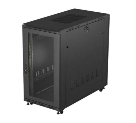 Lanberg 19" 22U 600x1200 black floor-standing rack cabinet with perforated doors (flat pack)