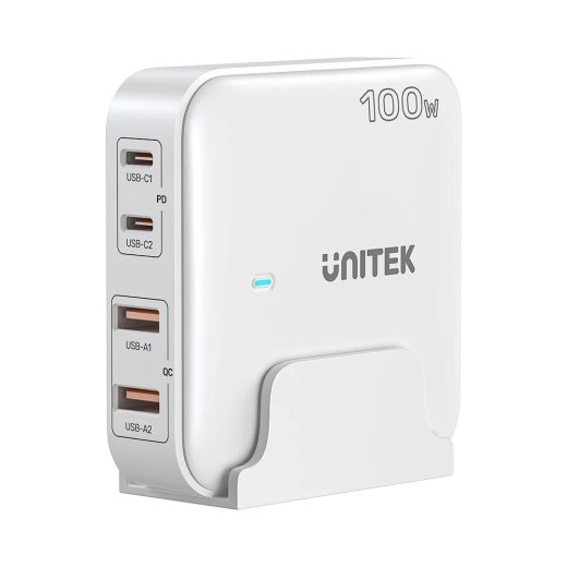 GaN network charger - Unitek P1229AWH01- 100W 2x USB-C 2x USB-A