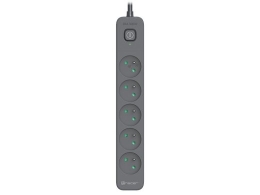 Power Line+ 3m Graphite surge protector power strip (5 sockets)
