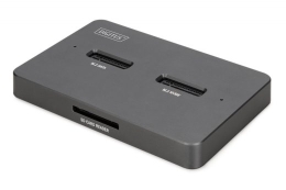 Digitus Docking Station USB-C 3.2 Gen2 for SSD M.2 Duo NVMe and SATA (max. 2x 4 TB) with SD-Express 7.1 reader (max. 2 TB), black