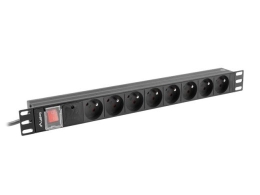 Power strip PDU rack 19 inch 1U 16A 8X 230V PL 2 black