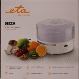 SALE OUT. ETA Fruit Dryer ETA730190000 Secca Power 380 W Number of trays 5 Integrated timer White DAMAGED PACKAGING
