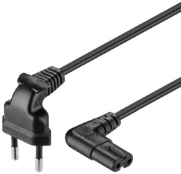 Goobay Euro connection cord, both ends angled 97344 Black Euro male (Type C CEE 7/16) Device socket C7