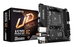 GIGABYTE A520I AC Motherboard - Supports AMD Ryzen 5000 Series AM4 CPUs, 6 Phases Digital VRM, up to 5300MHz DDR4 (OC), 1xPCIe 3.0 M.2, WIFI, GbE L...