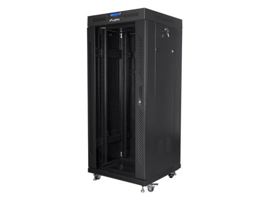 Lanberg Rack cabinet 19" free-standing 27U/600x600 (flat pack) with glass door lCD V2 FF01-6627-12BL Black
