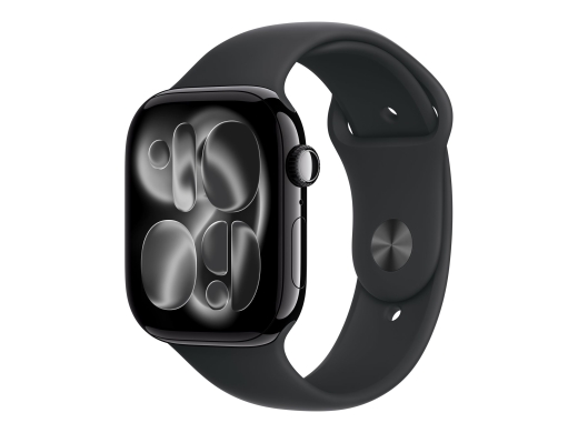 Apple Watch Series 11 GPS + Cellular 46mm Jet Black Aluminium Case with Black Sport Band - M/L Smart watch LTPO OLED Always-On Retina Waterproof Je...