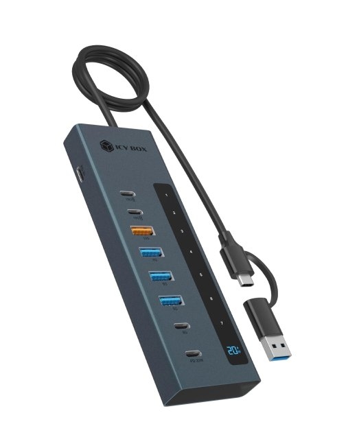 Raidsonic 9-in-1 hub with Power Delivery and Type-C/Type-A host connection IB-HUB1743-CPD