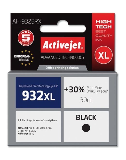 Activejet AH-932BRX Ink (replacement for HP 932XL CN053AE; Premium; 30 ml; black)