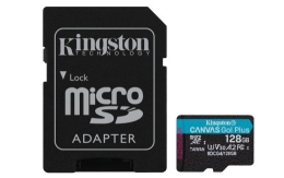 Kingston Memory card microSD 128GB CanvasGo! Plus 200MB/s A2 U3 V30 + adapter