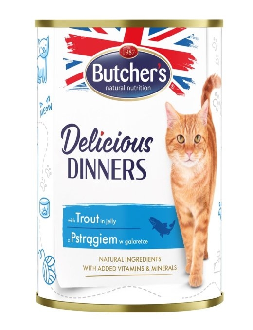 BUTCHER'S Delicious Dinners Pieces with trout in jelly - wet cat food - 400g
